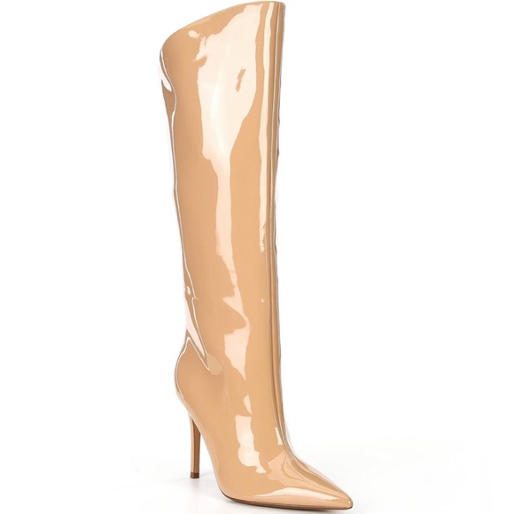 Sarina Patent Pointed Toe Stiletto Boots - Picture 1 of 7